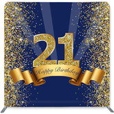 Lofaris Navy Blue Glitter Double-Sided Backdrop for Birthday